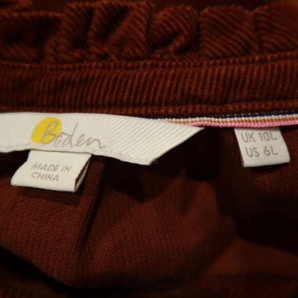 BODEN corduroy midi dress tiered button down rust 6 Long belt prairie cottage - Picture 6 of 10